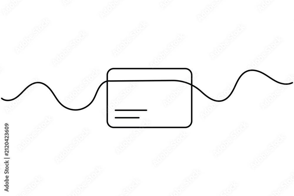 Obraz premium Credit card line icon editable stroke featuring a minimalist continuous black outline design with horizontal card details