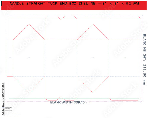 Foto Paper Box Packaging Die-Cut Template with Fold Lines for Printing Production
