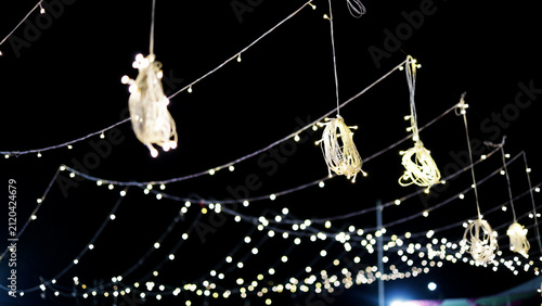 Festive LED Fairy Lights Illuminating Dark Sky For Diwali Celebration At Night