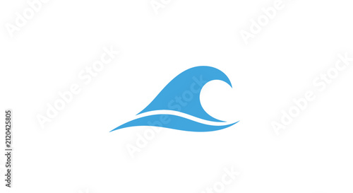 A simple blue ocean wave icon isolated on a clean white background