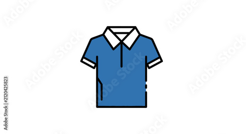 A simple blue polo shirt icon isolated on a plain white background
