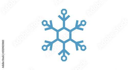 A simple blue snowflake icon isolated on a clean white background