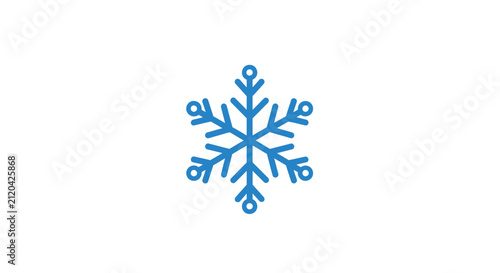 A simple blue snowflake icon isolated on a clean white background