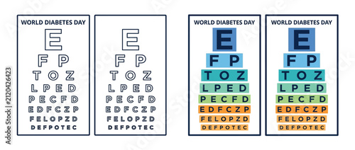 Bild auf Leinwand World Diabetes Day Eye Test Chart Illustration for Diabetic Retinopathy Awarenes