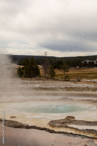 Obraz na plátně Yellowstone Hot Spring Erupting Water Into the Air