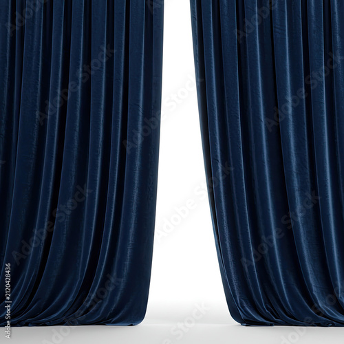 blue curtain with white curtains