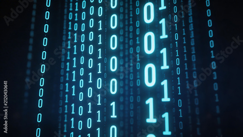 Obraz w ramie Binary code data stream