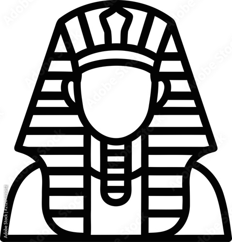 Pharaoh Icon Outline - Ancient Egyptian Ruler Headwear Illustration