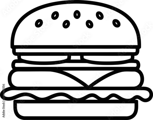 Stylized Hamburger Icon - Minimalist Outline Vector Art