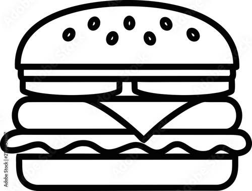 Simple outline illustration of a classic cheeseburger with two patties.