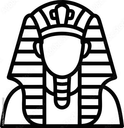 Pharaoh headdress icon, ancient egypt symbol, pharaonic royal headwear vector