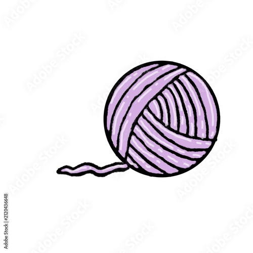 Cute Hand-Drawn Purple Yarn Ball — Knitting & Crochet Illustration