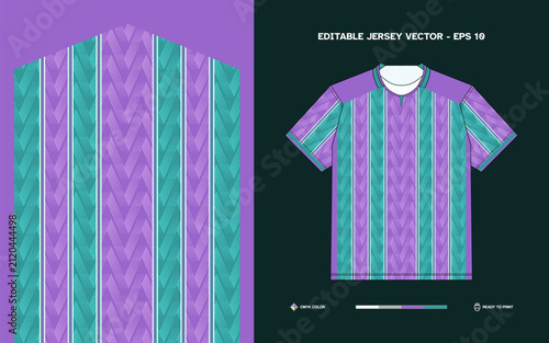 Teal and Magenta Purple Football Jersey Design with Retro Chevron Striped Geometric Pattern