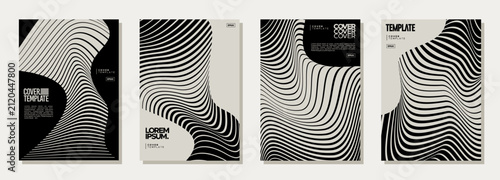 Elegant 3D dynamic curve blend stripe line abstract cover set