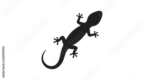 Obraz na plátně Simple Black Lizard Shape Silhouette Vector Icon Isolated on White