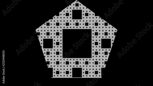 Foto Sierpinski Pentagon Fractal - Black and White Geometric Abstract