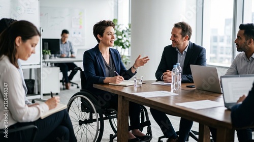 Woman in Wheelchair Participating in Business Meeting