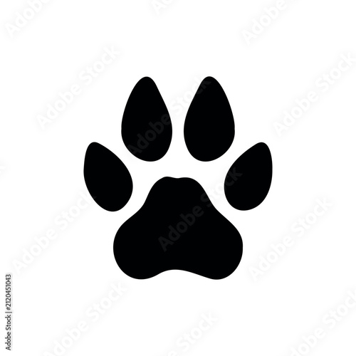Fox foot print silhouette icon vector illustration.
