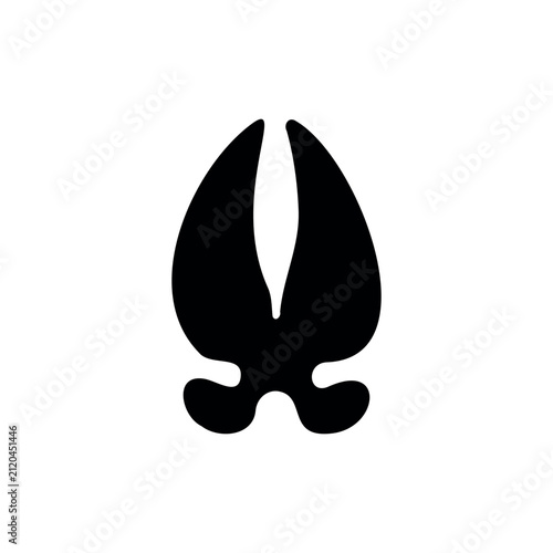 Deer foot print silhouette icon vector illustration.
