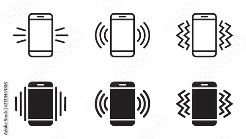 Canvastavla Set of Vibrating Smartphone Icons with Ringing and Notification Symbols