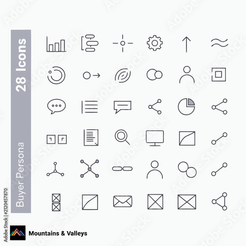 Buyer persona thin line icons set, business or marketing concept, vector eps 10 file easy to edit.