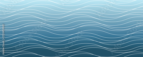 Fotografie is a stylized image of water waves consisting of several smooth, wavy lines of different blue shades that overlap to create the effect of depth and movement