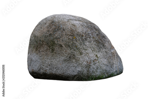Obraz na plátně Large rounded granite boulder stone isolated on white background.
