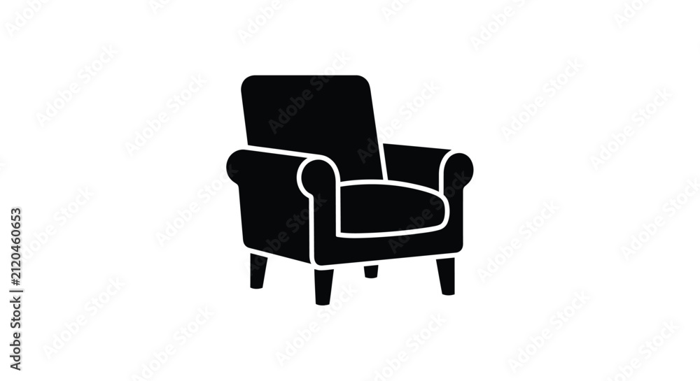 Obraz premium Armchair Silhouette On White Background Minimalist Furniture Design