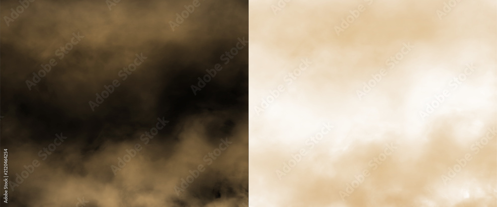 Fototapeta premium Dense brown sandstorm smoke cloud with realistic drifting dust particles isolated on transparent PNG background for cinematic overlays, visual compositing, atmospheric effects and VFX design