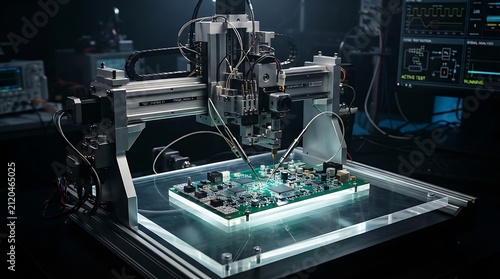 Obraz na płótnie Advanced 3D printer creating intricate prototype in laboratory.