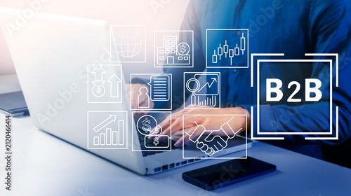 B2B is a business concept of businessmen in the form of company to company contact.