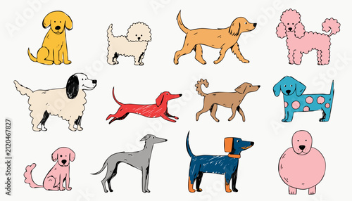 Cute Cartoon Animal Silhouettes Vector Set Isolated on White