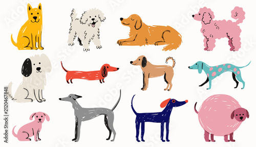 Cartoon animals set in flat style for kids party decor and birthday