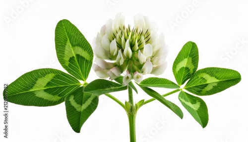 Green Clover Leaf And Flower Isolated