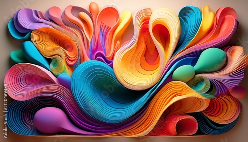 Abstract Organic Forms A Dynamic Arrangement Of Colorful Stacked Organic Shapes Creates A Visually Striking Abstract Composition Evoking A Sense Of Intricate Design And Modern Art