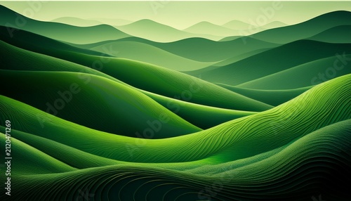 Rolling Hills In Green Hues Blending Into Rough Wallpaper Backdrop