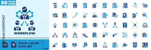 Workflow Solid Color Editable Icons set