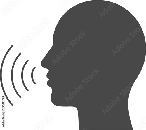 Obraz na plátně Silhouette of a Person Speaking with Sound Waves Illustration Featuring Communic