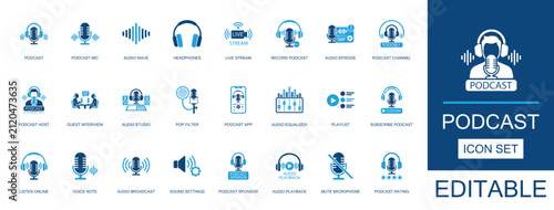 Bild auf Leinwand Podcast icon set