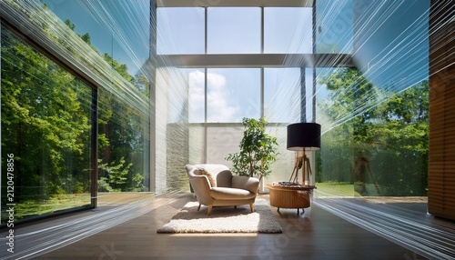 modern interior with pure air flows