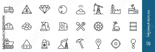 Foto Mining Line Icons Vector Illustration Featuring Coal Extraction, Industrial Mach