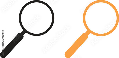 Black and orange magnifying glass search icons for web design and business interface