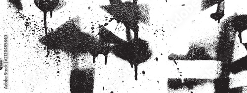 Black graffiti spray paint drips and splatters on textured white wall background abstract urban art