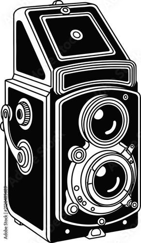 Foto Vintage Twin Lens Reflex Camera Illustration - Retro Photography Equipment