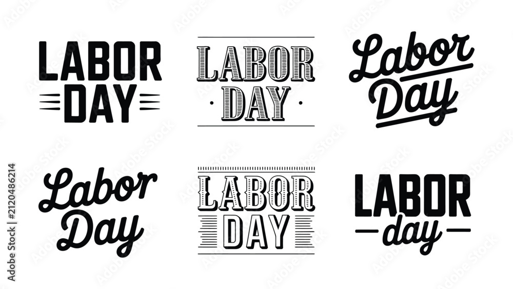 Obraz premium Creative labor day typography designs with various stylish fonts and layouts