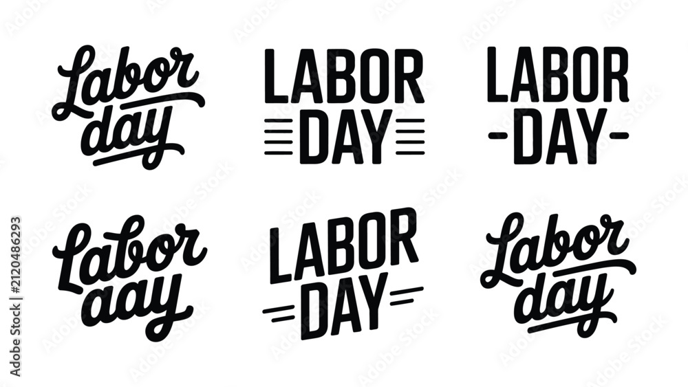 Obraz premium Creative typography styles showing labor day text variations on transparent background