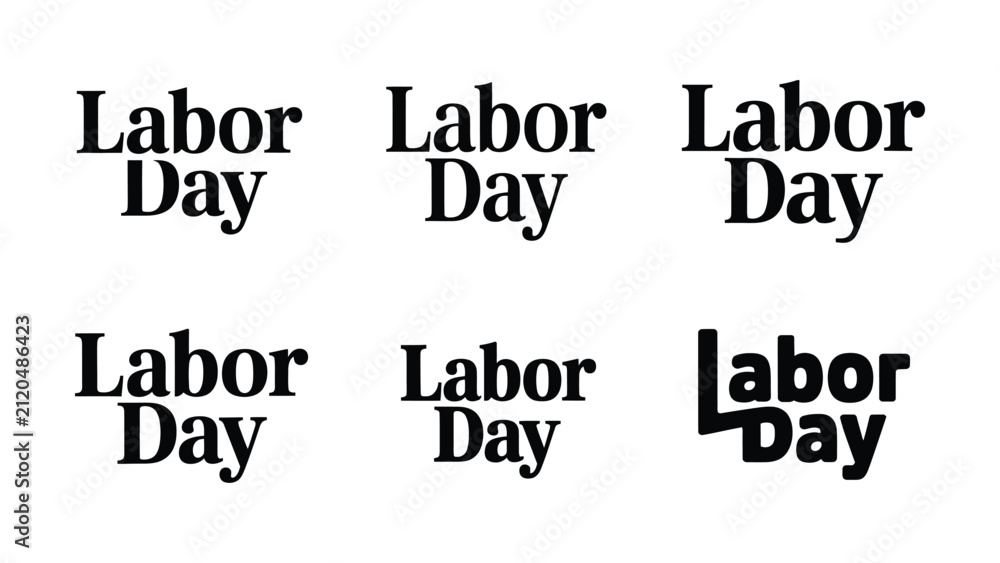 Fototapeta premium Various stylized typography designs for Labor Day celebration text graphics