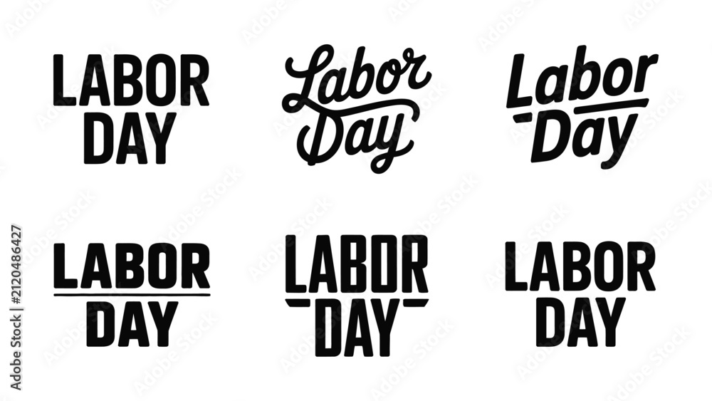 Fototapeta premium Various stylized typography designs for labor day celebration text graphics