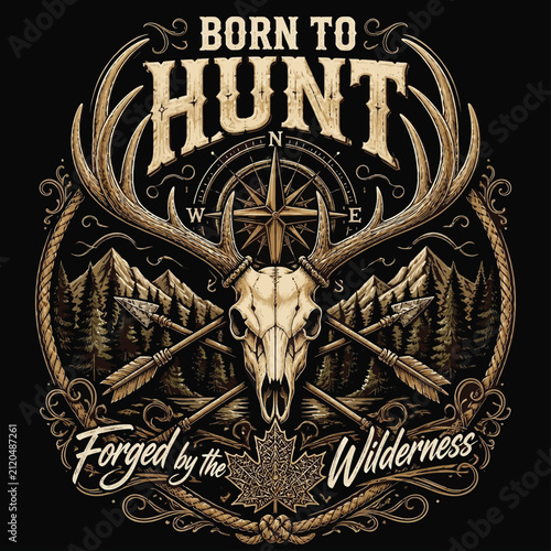 Wild Trails, Fierce Hunts, Endless Adventures Beyond the Mountains, Typography Vector T-shirt Design