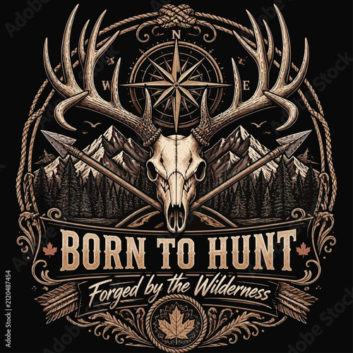 Wild Trails, Fierce Hunts, Endless Adventures Beyond the Mountains, Typography Vector T-shirt Design